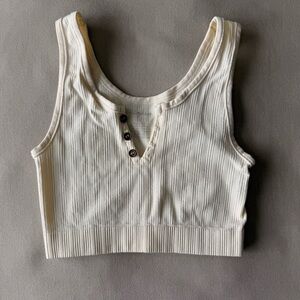 Ribbed Henley Crop Top